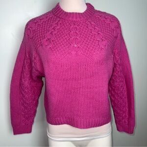 Sea New York Vibrant Pink Cable Knit Alpaca Wool Sweater Women’s Size Small